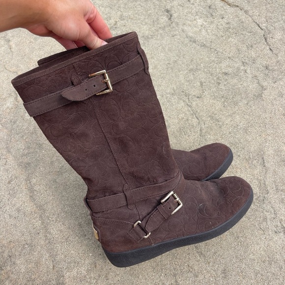 COACH Brown Gold Buckle Moto Vintage Boot - Picture 8 of 8